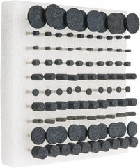 Grier Abrasives - 100 Piece Aluminum Oxide Vitrified Mounted Stone Abrasive Point Set - Includes Shapes W215, W152, W154, W160, W144, W200, W166, W176, W163 & W185 - Exact Tooling
