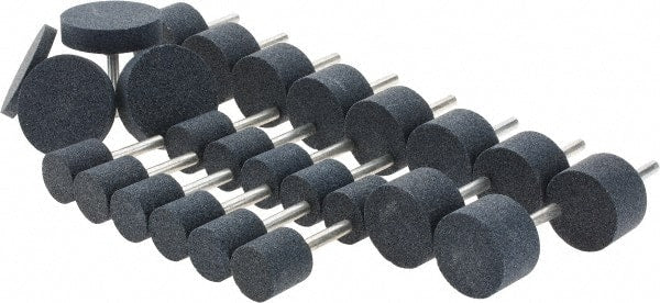 Grier Abrasives - 25 Piece Aluminum Oxide Vitrified Mounted Stone Abrasive Point Set - Includes 11 Shape W220 & 10 Shape W237 - Exact Tooling