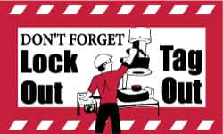 NMC - Don't Forget - Lockout Tagout, 60 Inch Long x 36 Inch High, Safety Banner - Polyethylene, English, Printed on 1 Side - Exact Tooling
