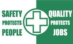 NMC - Safety Protects People - Quality Protects Jobs, 60 Inch Long x 36 Inch High, Safety Banner - Polyethylene, English, Printed on 1 Side - Exact Tooling