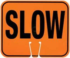 NMC - "Slow", 12-3/4" Wide x 10-1/2" High, Plastic Construction Roadway Signs - Black on Orange, Rectangle, Cone Mount - Exact Tooling