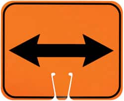 NMC - "Double Arrow", 12-3/4" Wide x 10-1/2" High, Plastic Construction Roadway Signs - Black on Orange, Rectangle, Cone Mount - Exact Tooling