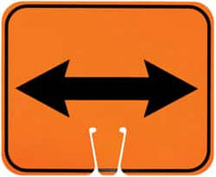 NMC - "Double Arrow", 12-3/4" Wide x 10-1/2" High, Plastic Construction Roadway Signs - Black on Orange, Rectangle, Cone Mount - Exact Tooling