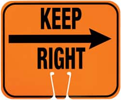 NMC - "Keep Right", "Right Arrow", 12-3/4" Wide x 10-1/2" High, Plastic Construction Roadway Signs - Black on Orange, Rectangle, Cone Mount - Exact Tooling