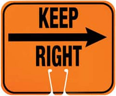 NMC - "Keep Right", "Right Arrow", 12-3/4" Wide x 10-1/2" High, Plastic Construction Roadway Signs - Black on Orange, Rectangle, Cone Mount - Exact Tooling