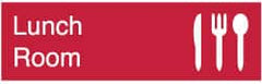 NMC - Lunch Room, 10" Wide x 3" High, Plastic Sign - English, White on Red, Wall Mount - Exact Tooling