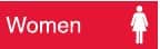 NMC - Women, 10" Wide x 3" High, Plastic Sign - English, White on Red, Wall Mount - Exact Tooling