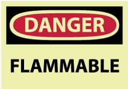 NMC - Danger - Flammable, Pressure Sensitive Vinyl Fire Sign - 5" Wide x 3" High - Exact Tooling
