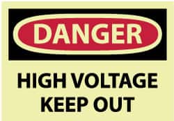 NMC - Accident Prevention Label, Header: DANGER - Legend: Danger - High Voltage - Keep Out, English, Red & Black & Yellow, 5" Long x 3" High, Sign Muscle Finish - Exact Tooling