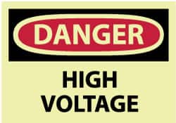 NMC - Accident Prevention Label, Header: DANGER - Legend: Danger - High Voltage, English, Red & Black & Yellow, 5" Long x 3" High, Sign Muscle Finish - Exact Tooling