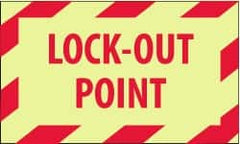 NMC - Accident Prevention Label - Legend: Lock-Out Point, English, Red on Yellow, 5" Long x 3" High, Sign Muscle Finish - Exact Tooling