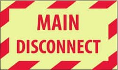 NMC - Accident Prevention Label - Legend: Main Disconnect, English, Red on Yellow, 5" Long x 3" High, Sign Muscle Finish - Exact Tooling