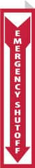 NMC - "Emergency Shut-Off", 18" Long x 4" Wide, Rigid Plastic Safety Sign - Rectangle, 0.05" Thick, Use for Accident Prevention - Exact Tooling