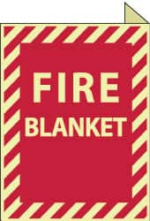 NMC - Fire Blanket, Plastic Fire Sign - 9" Wide x 12" High, Glow-in-the-Dark - Exact Tooling