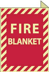 NMC - Fire Blanket, Plastic Fire Sign - 9" Wide x 12" High, Glow-in-the-Dark - Exact Tooling