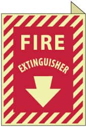 NMC - Fire Extinguisher, Plastic Fire Sign - 9" Wide x 12" High, Glow-in-the-Dark - Exact Tooling