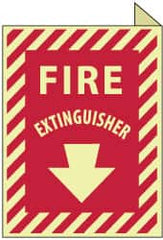 NMC - Fire Extinguisher, Plastic Fire Sign - 9" Wide x 12" High, Glow-in-the-Dark - Exact Tooling