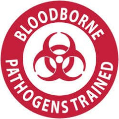 NMC - Bloodborne Pathogens Trained, Hard Hat Label - Red on White, 2" Thick, For Accident Prevention - Exact Tooling