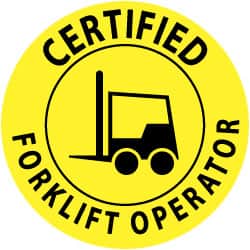 NMC - Certified Forklift Operator, Hard Hat Label - Black on Yellow, 2" Thick, For Certified Operator - Exact Tooling