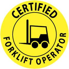 NMC - Certified Forklift Operator, Hard Hat Label - Black on Yellow, 2" Thick, For Certified Operator - Exact Tooling