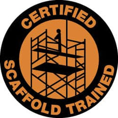 NMC - Certified Scaffold Trained, Hard Hat Label - Orange on Black, 2" Thick, For Certified Operator - Exact Tooling