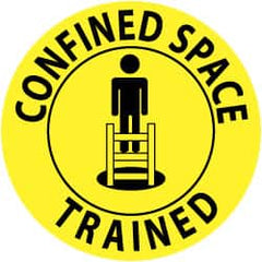 NMC - Confined Space Trained, Hard Hat Label - Black on Yellow, 2" Thick, For Accident Prevention - Exact Tooling