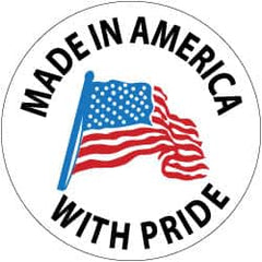 NMC - Made in America with Pride, Hard Hat Label - Blue & Black on White, Red, 2" Thick, For Accident Prevention - Exact Tooling