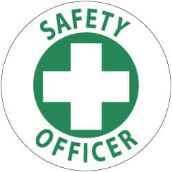 NMC - SafetyOofficer, Hard Hat Label - Green on White, 2" Thick, For Accident Prevention - Exact Tooling