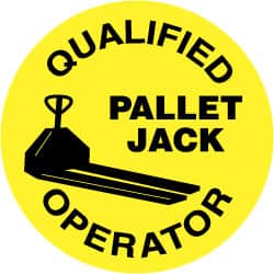NMC - Qualified Pallet Jack Operator, Hard Hat Label - Black on Yellow, 2" Thick, For Certified Operator - Exact Tooling