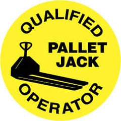 NMC - Qualified Pallet Jack Operator, Hard Hat Label - Black on Yellow, 2" Thick, For Certified Operator - Exact Tooling