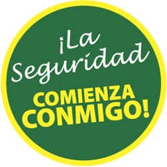 NMC - Ila Seguridad Comienza Conmigo!, Hard Hat Label - White & Yellow on Green, 2" Thick, For Accident Prevention - Exact Tooling