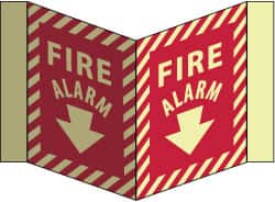 NMC - Fire Alarm, Acrylic Fire Sign - 8-3/4" Wide x 5-3/4" High, Glow-in-the-Dark - Exact Tooling