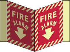 NMC - Fire Alarm, Acrylic Fire Sign - 8-3/4" Wide x 5-3/4" High, Glow-in-the-Dark - Exact Tooling