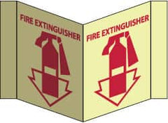 NMC - Fire Extinguisher, Acrylic Fire Sign - 8-3/4" Wide x 5-3/4" High, Glow-in-the-Dark - Exact Tooling