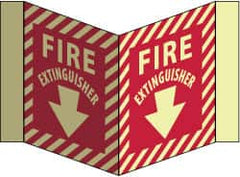 NMC - Fire Extinguisher, Acrylic Fire Sign - 8-3/4" Wide x 5-3/4" High, Glow-in-the-Dark - Exact Tooling