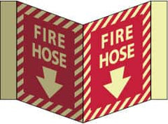 NMC - Fire Hose, Acrylic Fire Sign - 8-3/4" Wide x 5-3/4" High, Glow-in-the-Dark - Exact Tooling