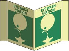 NMC - "Eye Wash Station", 5-3/4" Long x 8-3/4" Wide, Rigid Plastic Safety Sign - Rectangle, 0.125" Thick, Use for First Aid - Exact Tooling