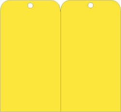 NMC - 3" High x 6" Long, Safety & Facility Blank Tag - 2 Sides, Yellow Unrippable Vinyl - Exact Tooling