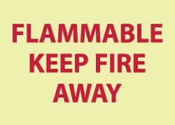 NMC - "Flammable - Keep Fire Away", 10" Long x 14" Wide, Rigid Plastic Safety Sign - Rectangle, 0.05" Thick, Use for Accident Prevention - Exact Tooling