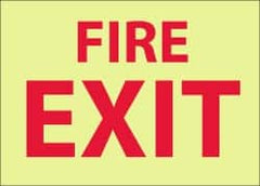 NMC - Fire Exit, Pressure Sensitive Vinyl Fire Sign - 14" Wide x 10" High, Glow-in-the-Dark - Exact Tooling