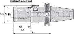 Kennametal - CAT50 Taper Shank, 20mm Hole Diam, Hydraulic Tool Holder/Chuck - 41.6mm Nose Diam, 102mm Projection, 41mm Clamp Depth, 15,000 RPM, Through Coolant - Exact Tooling