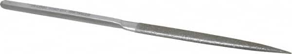 Strauss - 8-1/2" OAL Medium Half Round Needle Diamond File - 1/2" Wide x 5/32" Thick, 4-3/8 LOC, 126 Grit - Exact Tooling
