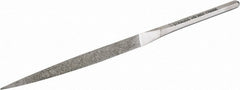 Strauss - 8-1/2" OAL Fine Three Square Needle Diamond File - 3/8" Wide x 3/8" Thick, 4-3/8 LOC, 91 Grit - Exact Tooling