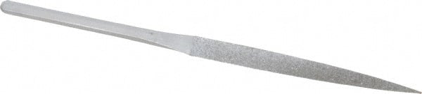 Strauss - 8-1/2" OAL Medium Three Square Needle Diamond File - 3/8" Wide x 3/8" Thick, 4-3/8 LOC, 126 Grit - Exact Tooling