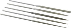 Strauss - 5 Piece Diamond Pattern File Set - 5-1/2" Long, Coarse Coarseness, Round Handle, Set Includes Equalling, Half Round, Round, Square, Three Square - Exact Tooling