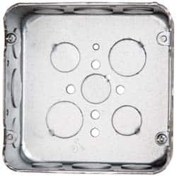 Cooper Crouse-Hinds - 1 Gang, (17) 1/2 & 3/4" Knockouts, Steel Square Outlet Box - 4-11/16" Overall Height x 4-11/16" Overall Width x 2-1/8" Overall Depth - Exact Tooling