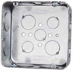 Cooper Crouse-Hinds - 1 Gang, (13) 1/2 & 3/4" Knockouts, Steel Square Outlet Box - 4-11/16" Overall Height x 4-11/16" Overall Width x 2-1/8" Overall Depth - Exact Tooling