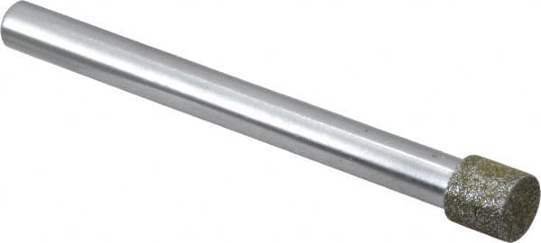 Strauss - 0.335" Head Diam x 0.315" Head Thickness Diamond (Abrasive) Grinding Pin - 1/4" Shank Diam x 3" Shank Length, Medium Grade, 80 Grit - Exact Tooling