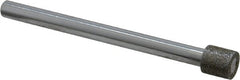 Strauss - 0.394" Head Diam x 0.394" Head Thickness Diamond (Abrasive) Grinding Pin - 1/4" Shank Diam x 3-1/2" Shank Length, Medium Grade, 80 Grit - Exact Tooling