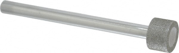 Strauss - 0.591" Head Diam x 0.394" Head Thickness Diamond (Abrasive) Grinding Pin - 1/4" Shank Diam x 3-1/2" Shank Length, (170 Mesh Grit) - Exact Tooling